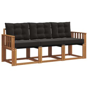 vidaXL Set de canapele de exterior cu pernă 3 pcs Natural și Negru