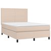 vidaXL Pat box spring cu saltea, cappuccino, 140x200cm piele ecologică