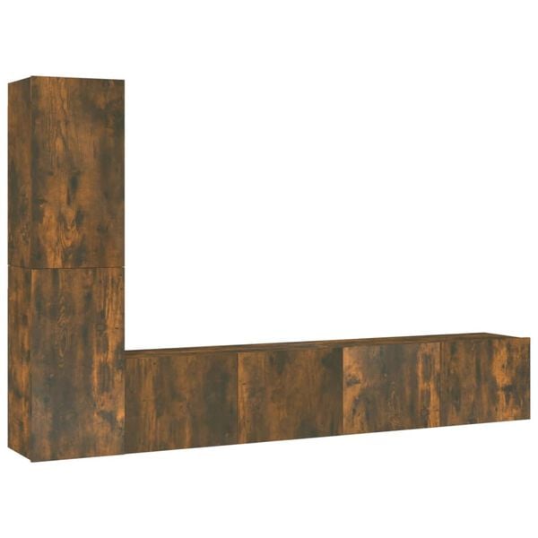 vidaXL Set dulapuri TV, 4 piese, stejar fumuriu, lemn prelucrat