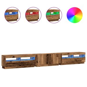 vidaXL Dulap TV cu lumini LED lemn vechi 300x35x40 cm lemn prelucrat