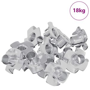 vidaXL T-nut cu prongs 7200 pcs Argintiu M6 mm Oțel