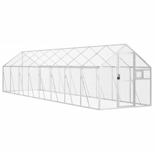 vidaXL Volieră de păsări, argintiu, 1,79x8x1,85 m, aluminiu