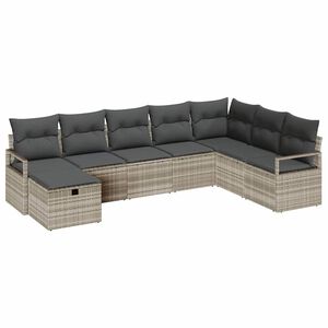 vidaXL Set de canapele pentru grădină 8 pcs Gri deschis Rattan poli