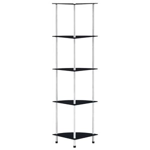 vidaXL Raft cu 5 niveluri, negru, 30 x 30 x 130 cm, sticlă securizată