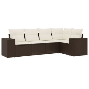 vidaXL Set canapele de grădină cu perne, 5 piese, maro, poliratan