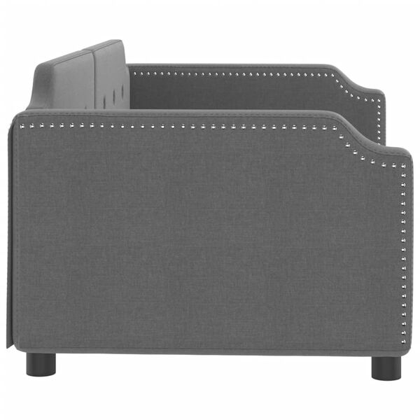 vidaXL Pat de zi, gri &icirc;nchis, 90x200 cm, material textil