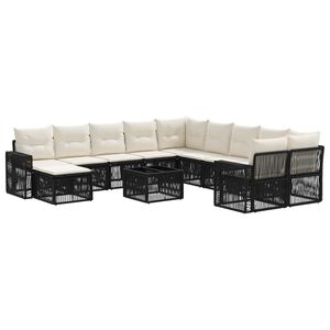 vidaXL Set de canapele pentru grădină 12 pcs Negru și Alb crem