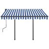 vidaXL Copertină retractabilă automat cu stâlpi, albastru&alb, 3x2,5 m