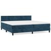 vidaXL Pat box spring cu saltea, albastru &icirc;nchis, 200x200 cm, catifea