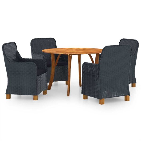 vidaXL Set de masă pentru grădină, 5 piese, gri &icirc;nchis