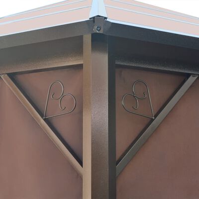 vidaXL Pavilion cu perdele, maro, 310 x 270 x 265 cm, aluminiu