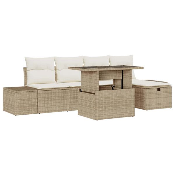 vidaXL Set de canapele pentru grădină 6 pcs Bej Rattan poli