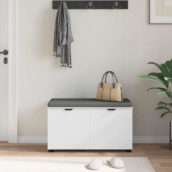 vidaXL Bancă pentru hol cu pernă cu depozitare Alb 80 x 46 x 46 cm