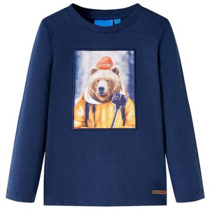 Tricou cu mâneci lungi pentru copii, bleumarin, 92