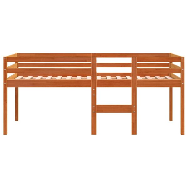 vidaXL Pat înalt de dormitor, maro ceruit, 90x200 cm, lemn masiv pin