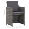 vidaXL Set mobilier de exterior cu perne, 17 piese, gri, poliratan
