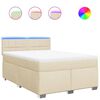 vidaXL Pat box spring cu saltea, crem, 160x200 cm, material textil