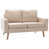 vidaXL Canapea cu 2 locuri, crem, material textil