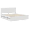 vidaXL Cadru de pat cu headboard Alb 200 x 200 cm Lemn de pin masiv