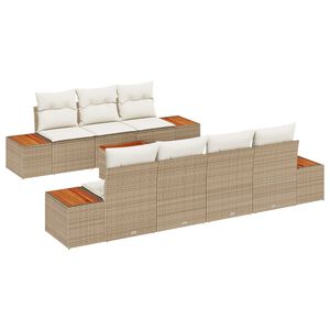 vidaXL Set de canapele pentru grădină cu pernă 8 pcs Bej Rattan poli