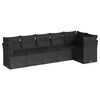 vidaXL Set mobilier de grădină cu perne, 6 piese, negru, poliratan