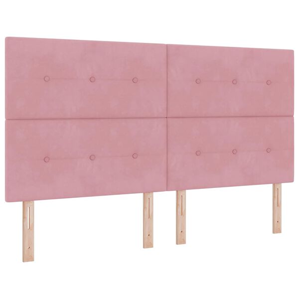 vidaXL Pat cu arcuri cu saltea cu headboard Roz 180 x 200 cm țesătură