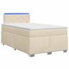 vidaXL Pat box spring cu saltea și LED Crem 120 x 200 cm Țesătură