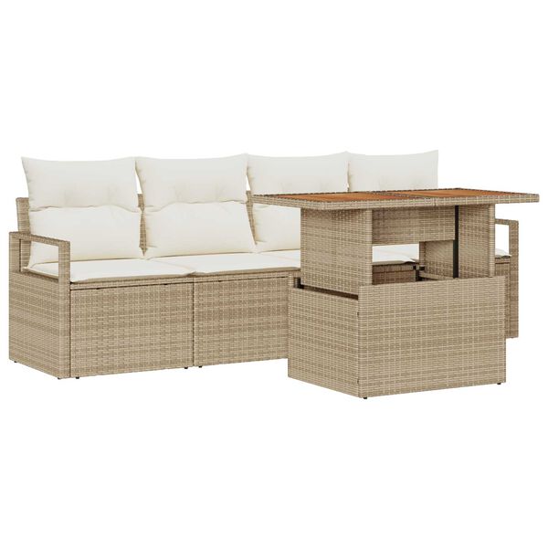 vidaXL Set de canapele pentru grădină 5 pcs Bej Rattan poli