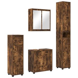 vidaXL Set de mobilier pentru baie 4 pcs Stejar fumuriu Lemn compozit