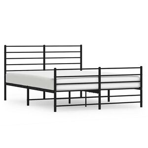 vidaXL Cadru pat metalic cu tăblie de cap/picioare, negru, 140x190 cm