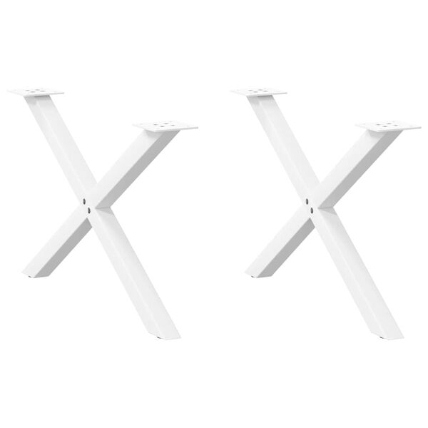 vidaXL Picioare pentru măsuță de cafea &icirc;n formă de X, 2 buc., alb, 70x(42-43) cm, oțel
