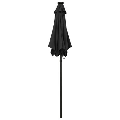 vidaXL Umbrelă de soare cu lumini LED, negru, 200x211 cm, aluminiu