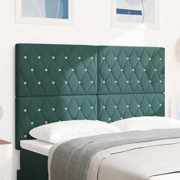 vidaXL Tăblie cap cu headboard Verde închis 144 cm Piele artificială