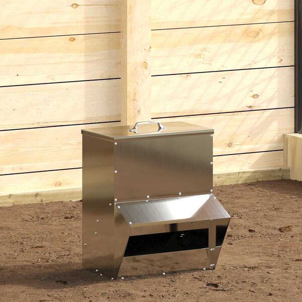 vidaXL Feeder pentru pui Argintiu 20 x 25 x 35 cm Oțel Galvanizat
