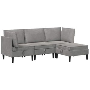 vidaXL Set de mobilier pentru living 4 buc. Gri deschis Catifea