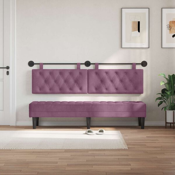 vidaXL Cap de pat suspendat Pe perete Violet 170 x 55 x 7 cm Catifea