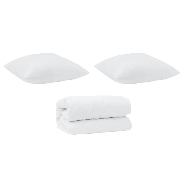 vidaXL Set de Pături cu pernă 3 pcs Alb Microfibră și Pene de Rață