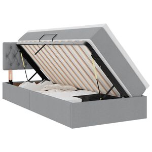 vidaXL Pat cu LED și saltea Gri deschis 90 x 190 cm Țesătură