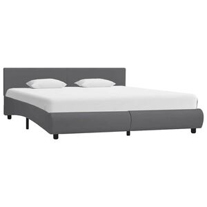 vidaXL Cadru de pat cu LED, gri, 180 x 200 cm, piele artificială