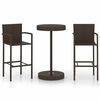 vidaXL Set mobilier de bar de grădină, 3 piese, maro, poliratan