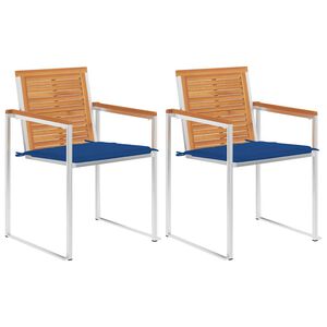 vidaXL Scaune de grădină cu perne, 2 buc., lemn masiv acacia și oțel