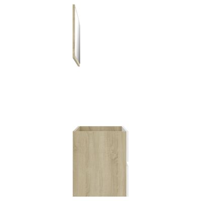 vidaXL Set mobilier baie, 2 piese, alb și stejar Sonoma, lemn compozit