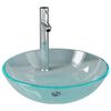 vidaXL Chiuvetă baie cu robinet/scurgere tip push, transparent, sticlă