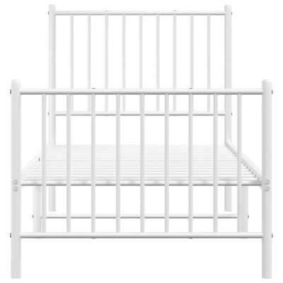 vidaXL Cadru de pat metalic cu tăblie de cap/picioare, alb, 75x190 cm