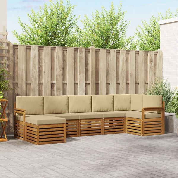 vidaXL Set canapea sectională cu pernă 7 pcs Natural și Bej