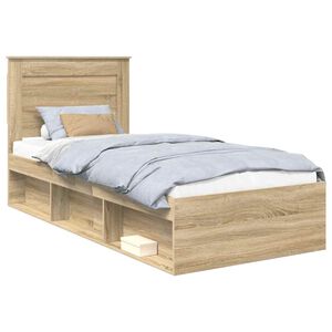 vidaXL Cadru de pat Simplu Stejar Sonoma 75 x 190 cm Lemn de pin masiv