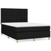 vidaXL Pat box spring cu saltea, negru, 140x190 cm, textil