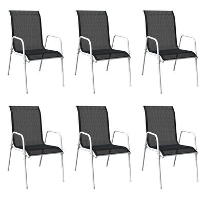 vidaXL Set mobilier de exterior, 7 piese, negru, oțel