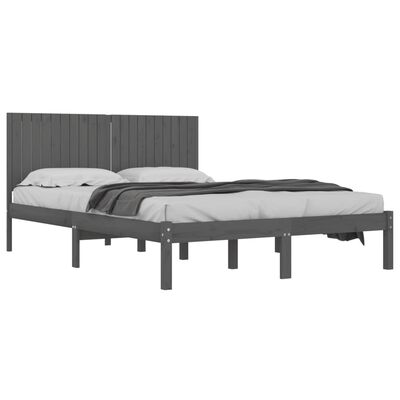 vidaXL Cadru de pat, gri, 200x200 cm, lemn masiv de pin