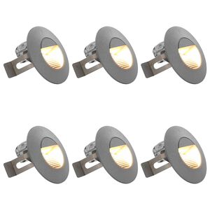 vidaXL Lămpi de perete LED de exterior, 6 buc., argintiu, 2 W, rotund